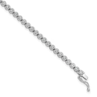 Load image into Gallery viewer, Sterling Shimmer Sterling Silver Rhodium-plated Bezel Set 1.7mm CZ 61 Stone 8 inch Bracelet
