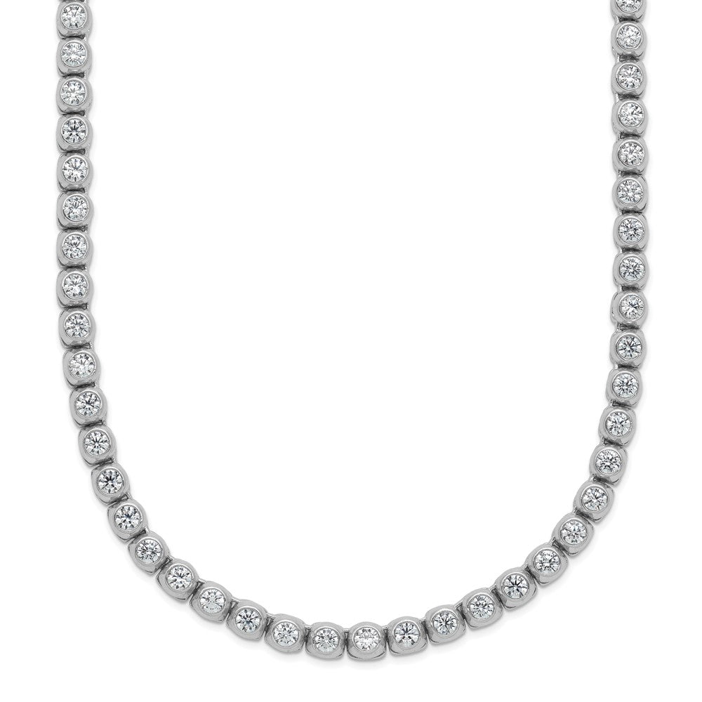 Sterling Shimmer Sterling Silver Rhodium-plated Bezel Set 2.3mm CZ 135 Stone 20 inch Necklace