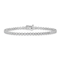 Load image into Gallery viewer, Sterling Shimmer Sterling Silver Rhodium-plated Bezel Set 2.3mm CZ 55 Stone 8 inch Bracelet
