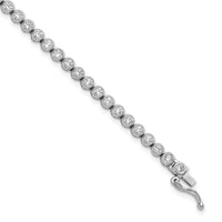 Load image into Gallery viewer, Sterling Shimmer Sterling Silver Rhodium-plated Bezel Set 2.3mm CZ 55 Stone 8 inch Bracelet
