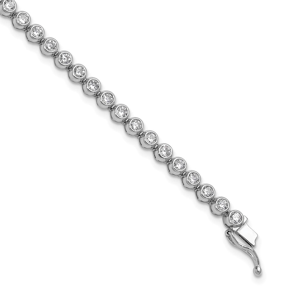 Sterling Shimmer Sterling Silver Rhodium-plated Bezel Set 2.5mm CZ 45 Stone 7 inch Bracelet