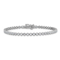 Load image into Gallery viewer, Sterling Shimmer Sterling Silver Rhodium-plated Bezel Set 2.5mm CZ 55 Stone 8 inch Bracelet
