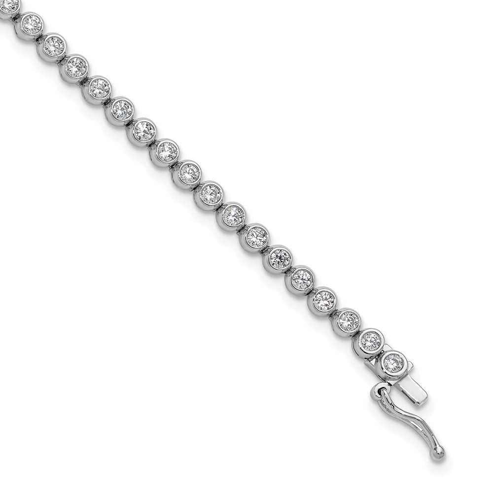 Sterling Shimmer Sterling Silver Rhodium-plated Bezel Set 2.5mm CZ 55 Stone 8 inch Bracelet