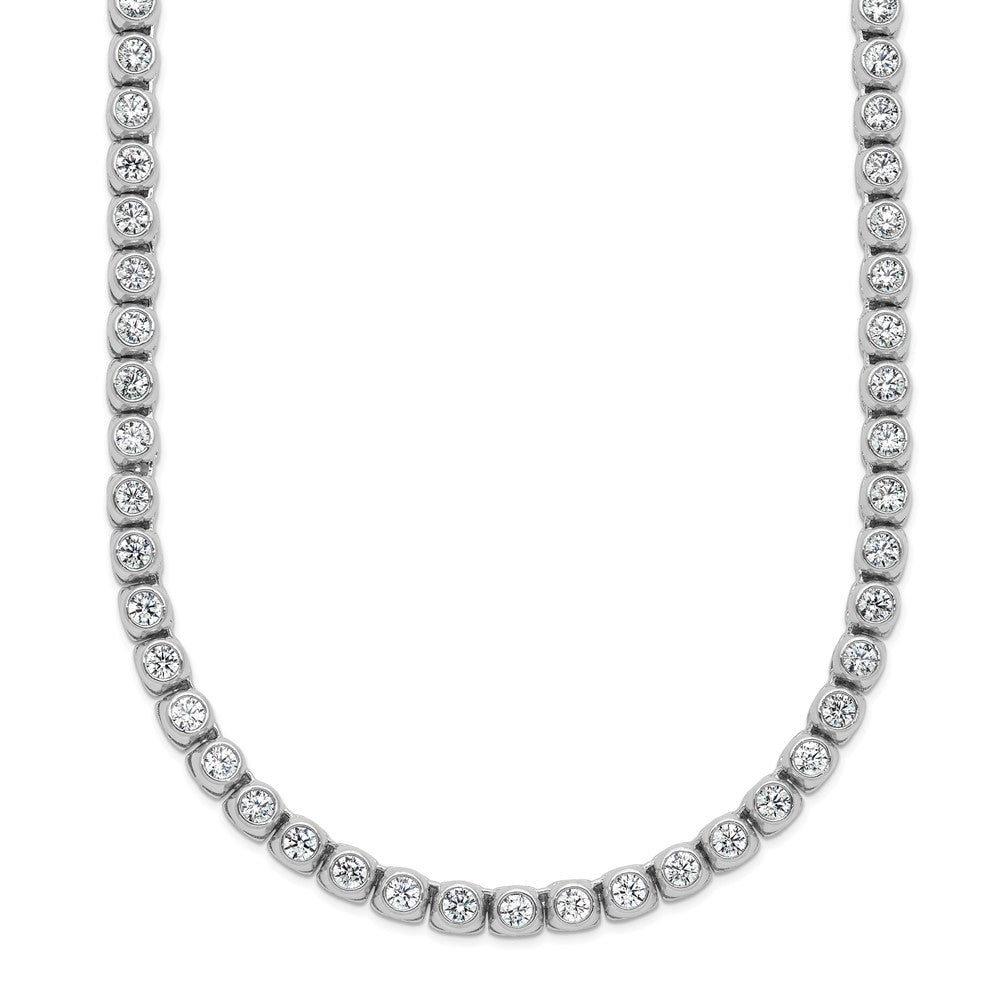 Sterling Shimmer Sterling Silver Rhodium-plated Bezel Set 2.5mm CZ 106 Stone 17 inch Necklace