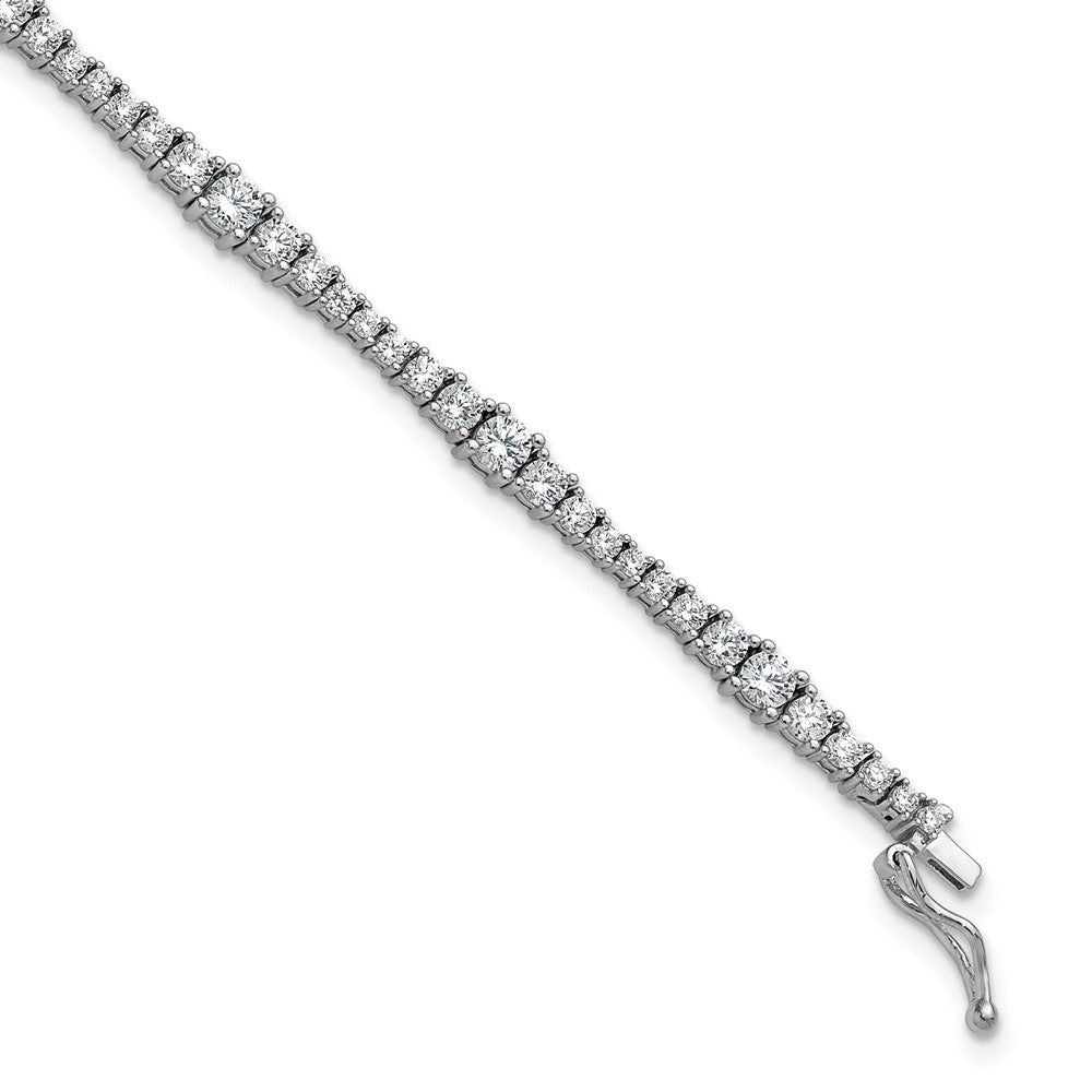 Sterling Shimmer Sterling Silver Rhodium-plated CZ 79 Stone 7 inch Bracelet