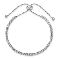 Load image into Gallery viewer, Sterling Shimmer Sterling Silver Rhodium-plated 2mm CZ 60 Stone Adjustable Bracelet
