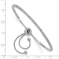 Load image into Gallery viewer, Sterling Shimmer Sterling Silver Rhodium-plated 2mm CZ 60 Stone Adjustable Bracelet
