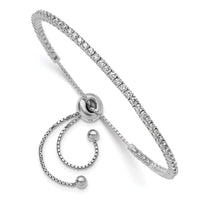 Load image into Gallery viewer, Sterling Shimmer Sterling Silver Rhodium-plated 2mm CZ 60 Stone Adjustable Bracelet
