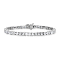 Load image into Gallery viewer, Sterling Shimmer Sterling Silver Rhodium-plated 3.5mm CZ 54 Stone 8 inch Bracelet
