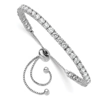 Load image into Gallery viewer, Sterling Shimmer Sterling Silver Rhodium-plated 3.5mm CZ 35 Stone Adjustable Bracelet
