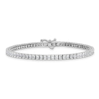 Load image into Gallery viewer, Sterling Shimmer Sterling Silver Rhodium-plated Square 2mm x 2mm CZ 74 Stone 7 inch Bracelet
