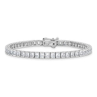 Load image into Gallery viewer, Sterling Shimmer Sterling Silver Rhodium-plated Square 3mm x 3mm CZ 53 Stone 7 inch Bracelet
