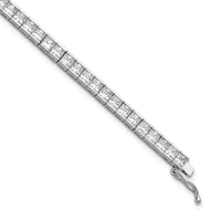 Load image into Gallery viewer, Sterling Shimmer Sterling Silver Rhodium-plated Square 3mm x 3mm CZ 53 Stone 7 inch Bracelet
