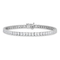 Load image into Gallery viewer, Sterling Shimmer Sterling Silver Rhodium-plated Square 3mm x 3mm CZ 61 Stone 8 inch Bracelet
