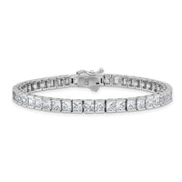 Load image into Gallery viewer, Sterling Shimmer Sterling Silver Rhodium-plated Square 3.5mm x 3.5mm CZ 46 Stone 7 inch Bracelet
