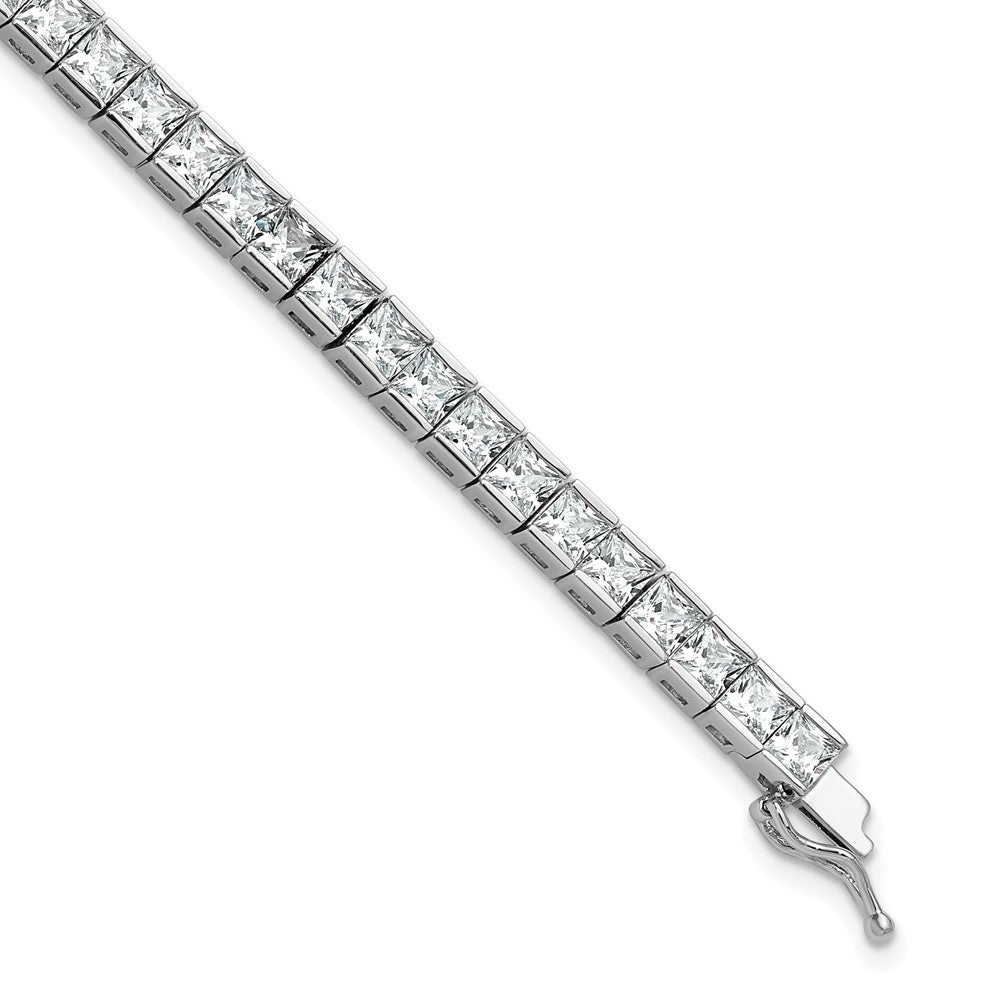 Sterling Shimmer Sterling Silver Rhodium-plated Square 3.5mm x 3.5mm CZ 46 Stone 7 inch Bracelet