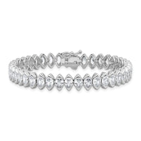 Load image into Gallery viewer, Sterling Shimmer Sterling Silver Rhodium-plated 5mm x 4mm CZ 41 Stone 7 inch Bracelet

