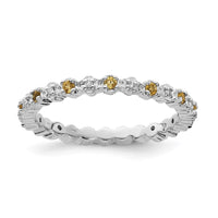 Load image into Gallery viewer, Sterling Silver Stackable Expressions Citrine &amp; Diamond Ring
