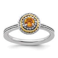 Load image into Gallery viewer, Sterling Silver &amp; 14K Stackable Expressions Citrine Ring

