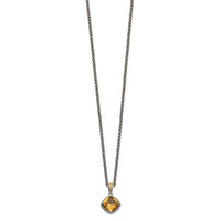 Load image into Gallery viewer, Shey Couture Sterling Silver with 14K Accent 18 Inch Antiqued Cushion Citrine Necklace
