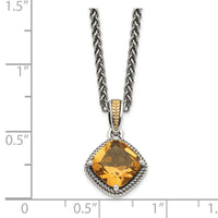 Load image into Gallery viewer, Shey Couture Sterling Silver with 14K Accent 18 Inch Antiqued Cushion Citrine Necklace
