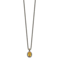 Load image into Gallery viewer, Shey Couture Sterling Silver with 14K Accent 18 Inch Antiqued Oval Citrine Necklace
