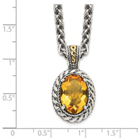 Load image into Gallery viewer, Shey Couture Sterling Silver with 14K Accent 18 Inch Antiqued Oval Citrine Necklace
