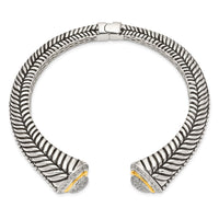Load image into Gallery viewer, Shey Couture Sterling Silver with 14K Accent Antiqued 1/2 carat Diamond Hinged Cuff Bracelet
