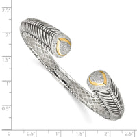 Load image into Gallery viewer, Shey Couture Sterling Silver with 14K Accent Antiqued 1/2 carat Diamond Hinged Cuff Bracelet
