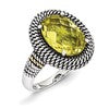 Sterling Silver w/14k Antiqued Lemon Quartz Ring