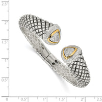 Load image into Gallery viewer, Shey Couture Sterling Silver with 14K Accent Antiqued 1/2 carat Diamond Hinged Cuff Bracelet
