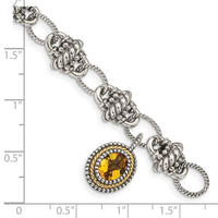 Load image into Gallery viewer, Shey Couture Sterling Silver with 14K Accent 7.75 Inch Antiqued Oval Citrine Bracelet

