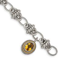 Load image into Gallery viewer, Shey Couture Sterling Silver with 14K Accent 7.75 Inch Antiqued Oval Citrine Bracelet
