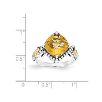 Load image into Gallery viewer, Sterling Silver w/14ky Citrine Cushion Ring
