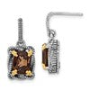 Sterling Silver w/14k Accent Polished & Antiqued Smoky Quartz Post Dangle Earrings
