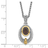 Load image into Gallery viewer, Sterling Silver &amp; Flash Gold-plated Smoky Quartz Oval Necklace
