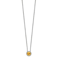 Load image into Gallery viewer, Shey Couture Sterling Silver with 14K Accent 18 Inch Antiqued Round Bezel Citrine Necklace
