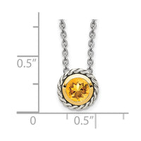 Load image into Gallery viewer, Shey Couture Sterling Silver with 14K Accent 18 Inch Antiqued Round Bezel Citrine Necklace
