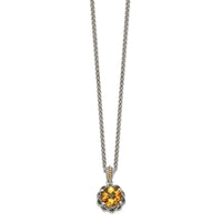 Load image into Gallery viewer, Shey Couture Sterling Silver with 14K Accent 18 Inch Antiqued Round Citrine Necklace
