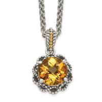 Load image into Gallery viewer, Shey Couture Sterling Silver with 14K Accent 18 Inch Antiqued Round Citrine Necklace
