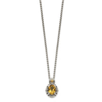 Load image into Gallery viewer, Shey Couture Sterling Silver with 14K Accent 18 Inch Antiqued Oval Citrine Necklace
