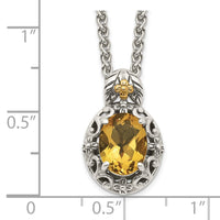 Load image into Gallery viewer, Shey Couture Sterling Silver with 14K Accent 18 Inch Antiqued Oval Citrine Necklace
