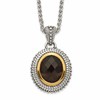 Shey Couture Sterling Silver with 14K Accent 18 Inch Antiqued Oval Bezel Smoky Quartz Necklace