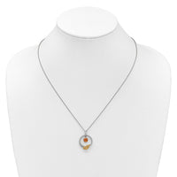 Load image into Gallery viewer, Shey Couture Sterling Silver Rhodium-plated Twisted Circle with 14k Leaf Accent Round Citrine Dangle 18 inch with 2 inch Extension Necklace
