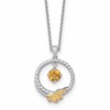 Shey Couture Sterling Silver Rhodium-plated Twisted Circle with 14k Leaf Accent Round Citrine Dangle 18 inch with 2 inch Extension Necklace
