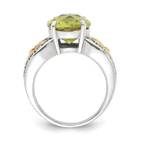 Load image into Gallery viewer, Sterling Silver w/ 14k Accent Antiqued Oval Lemon Quartz Ring
