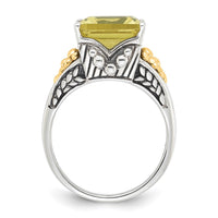 Load image into Gallery viewer, Sterling Silver w/14k Accent Antiqued Lemon Quartz Ring
