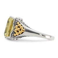 Load image into Gallery viewer, Sterling Silver w/14k Accent Antiqued Lemon Quartz Ring
