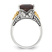 Load image into Gallery viewer, Sterling Silver w/14k Accent Antiqued Smoky Quartz Ring
