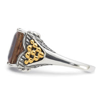 Load image into Gallery viewer, Sterling Silver w/14k Accent Antiqued Smoky Quartz Ring
